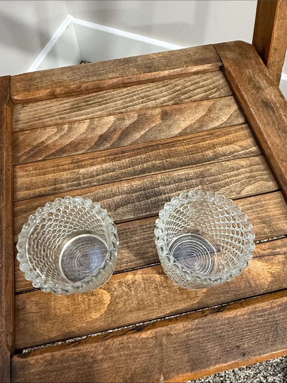 Vintage Clear Hobnail Bubble Glass Votive Candle Holders Set of 2